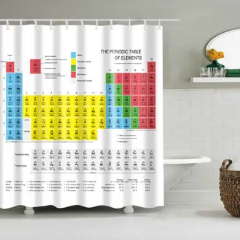 Periodiske Tabel af Elementer Badeværelse Gardiner Vandtæt 3D-Print badeforhæng, Hvid Fabric Gardin For Badekar