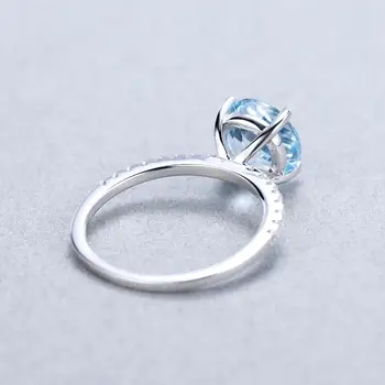 PERLE ' S BALLET 925 Sterling Sølv Ring 3.45 Ct Naturlige Himlen Blå Topas Ædelsten Engagement Ring For Kvinder Bryllup Fine Smykker