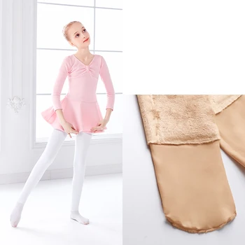 Piger Ballet Tights, Strømpebukser Børn Børn Tyk Fløjl Varm Dans Leggings Strømper