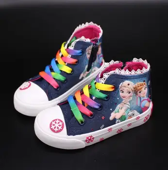 Piger frosne elsa prinsesse lærred sko børn low-cut sneaker Tegnefilm bløde casual sko Størrelse 26-37