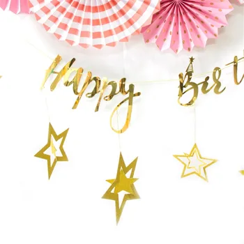 Piger Første Fødselsdag Dekoration Sæt Happy Birthday Banner Nummer Et Folie Ballon Guld Glitter Pink Hvid Vimpel Flag