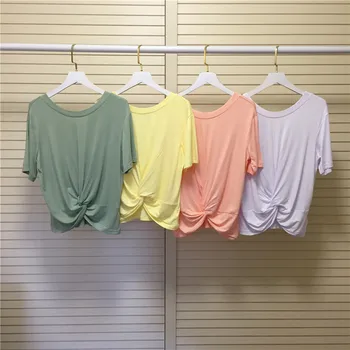 Plus størrelse Afgrøde Top T-Shirt Kvindelige Faste Modale Bomuld O-Hals kortærmet T-shirts til Kvinder, sexet kort skjorte 4XL 5XL 6XL