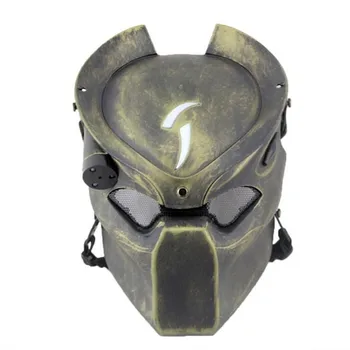 Predator Ensom Ulv Cosplay Kostumer Maske Med lampe Udendørs Taktisk Krigsspil Fuld ansigtsmaske, som skal Halloween Fest Cosplay Horror maske