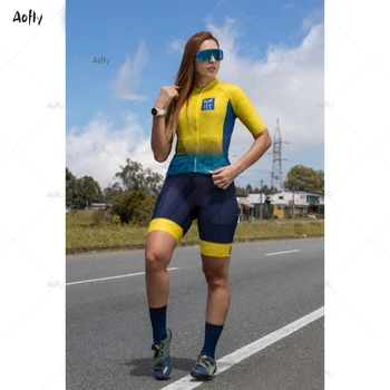 Pro Team Triathlon, Cykling Jersey Sat Kvindelige Ét Stykke Kvinders Cykling Buksedragt Korte Ærmer Abe Sæt Kvindelige Shirt 9D Gel Pad