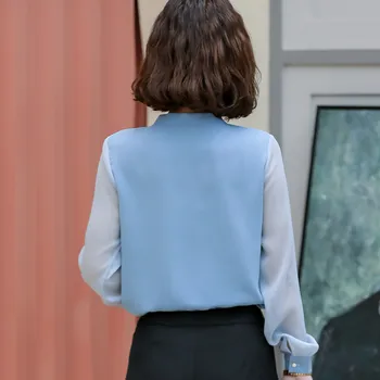 Professionelle Kvinder Mode Chiffon Skjorte Kvindelige 2019 Nye Temperament Elegant Slips Langærmet Bluse Kontor Dame Toppe Plus Størrelse