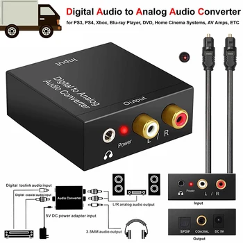 Protable 3,5 mm Stik Coaxial Optical Fiber Digital til Analog Audio-AUX-RCA L/R Converter SPDIF Digital Audio Dekoder Forstærker