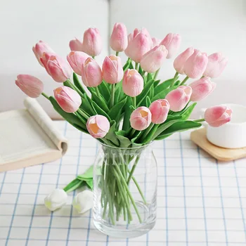 Pu Mini tulip simulering blomst bryllup hjem falsk blomst fotografering rekvisitter dekoration materialer håndgreb blomst