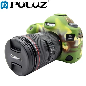 PULUZ Dække Sagen, For Canon EOS 5D Mark IV Blød Silikone Gummi Kamera Beskyttende Krop Sag Hud Camouflage Gule Kamera Taske