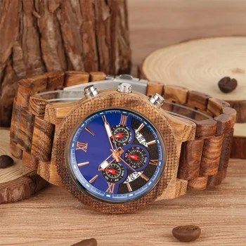 REDFIRE Business Mænds Naturlige Fulde Træ-Armbånd Armbåndsur Kronograf Herre Ur foldespænde Mandlige Træ Ure