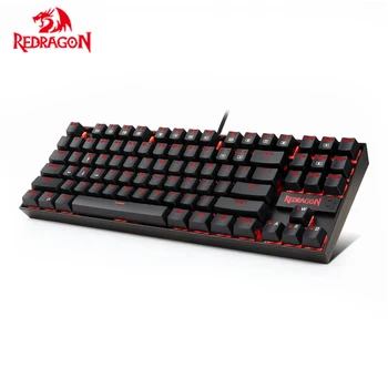 Redragon K552 KUMARA Mekanisk Gaming Tastatur Røde LED-Baggrundsbelyst Blue Switches Ergonomisk 87 Taster USB-Kablet Tastatur til PC Gamer