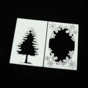 Rektangel Snefnug juletræ spåntagende Dør til Scrapbooking Håndværk Stencil Gøre Album Model Mug, Skimmel Indretning Skabelon