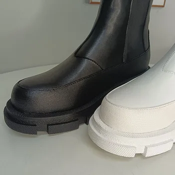 RIZABINA Kvinde Ankel Støvler af Ægte Læder Mode Platform Varm Pels og Vinter Sko Kvinder Afslappet Daglige Korte Boot Fodtøj Size (34-40
