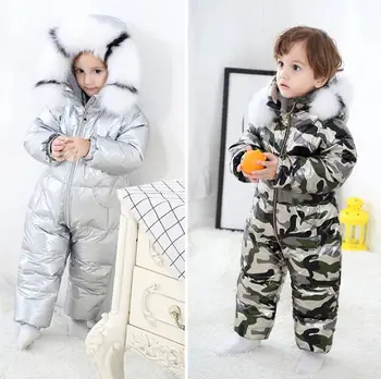 Russiske vinter baby flyverdragt , 90% duck ned frakker jakke til piger Winter Park for børn dreng flyverdragt sne bære