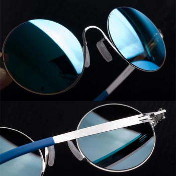 Rustfrit Ikke Skrue Vintage Runde Solbriller Kvinder Udendørs Sol Briller med Farvet Linse Mænd UV400 Gafas De Sol