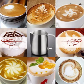 Rustfrit Stål Latte Art Kande Mælk Skumning Espresso Kande Og Krus Barista Håndværk Og Cappuccino Kopper Pot værktøjer i 7 Størrelser