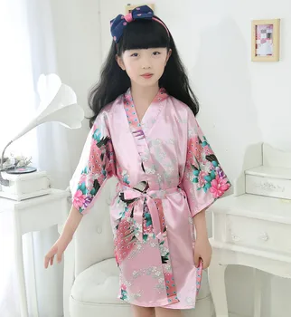 Rød Mini Kimono Morgenkåbe Kjole Til Unge Pige Nattøj Nye Ankomst Robe Natkjole Half Sleeve Afslappet Hjem Bære Nat Dressing