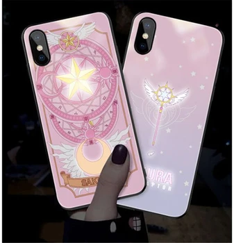 Sailor Moon Kalder Lys FØRTE Sagen For iPhone11 12 pro 8 7 6 6S Plus Tilfælde Hærdet Glas Coque Flash Dækning For iPhoneXR X XS ANTAL