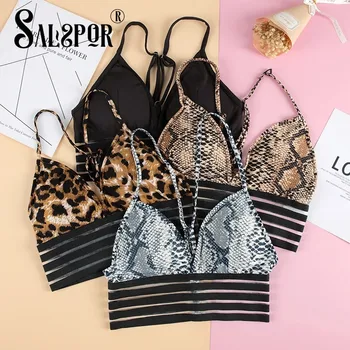 SALSPOR Sexet Leopard Trådløse Bra Smuk Tilbage Kvinder Afgrøde Top Nye Stil Mode Brystholder Undertøj 2020