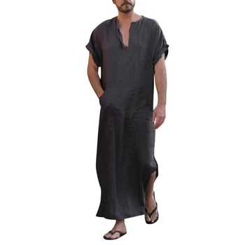 Saudi-Arabiske Dubai Lang Jubba Thobe for Mennesket Muslimske Islamiske Traditionelle Tøj Lang Robe Løs Kaftan Sommeren kortærmet Skjorte