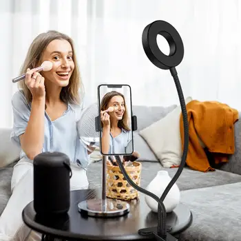 Selfie Ring Lys Med Fleksible Mobiltelefon Holder Dovne Beslag bordlampe LED Til Youtube Live Stream Kontor Køkken Stå