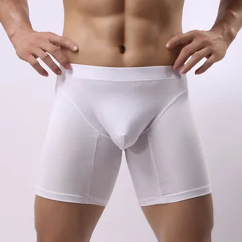 Sexet Gay Undertøj til Mænd Cotton Boxer Shorts til mænd Midten Lange ben Trusser Mand U Konveks Pose Underbukser Cueca calzoncillos M-XXL