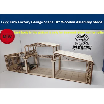 Skala 1/72 Tank Fabrik Garage, værksted Scene Diorama DIY Træ-Samling Model Kit CYH013