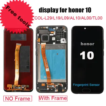 Skærm lcd til huawei honor 10 Touch Screen Montering med Fingerprint Frame Skærm Erstatte COL-L29ment til Ære 10 Honor10