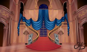 Skønhed Udyret Royal Ballroom Slot Palace Gardiner Trappe Belle baggrund af Høj kvalitet Computer print part baggrund