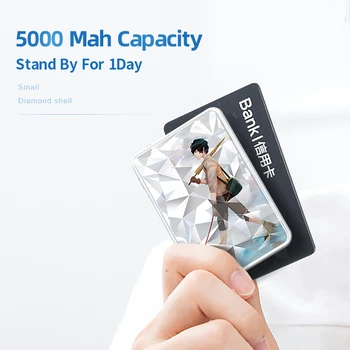 Slank Power Bank 5000mAH Mobil Oplader Tegnefilm Powerbank Diamant Overflade 5000 Power Bank Dejlig For Iphone12 Samsung