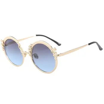 Solbriller til kvinder brand designer Retro dekoration runde oculos Steampunk Metal Ramme lunette Høj Kvalitet Pink UV400