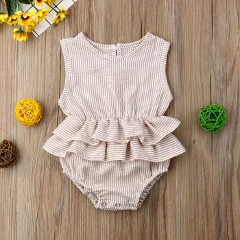 Solid Nyfødte Barn Baby Pige Tøj Sparkedragt uden Ærmer Tutu Kjole 1PC Sunsuit Outfit