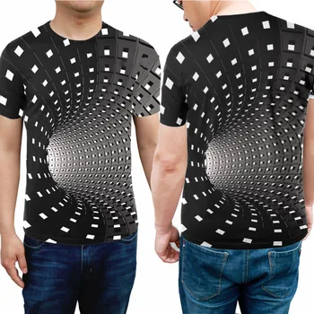Sommer Mode 3D Optisk illusion T-Shirt Hypnose Hvirvel Print Mænd Kvinder Short Sleeve Tee Casual Mode Toppe