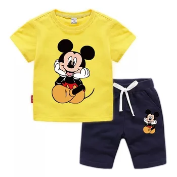 Sommeren Baby Boy Tøj, Bomuld, T-shirt, Bukser Piger Tøj Sæt Mickey Mouse Sport Passer børnetøj Kids Tøj