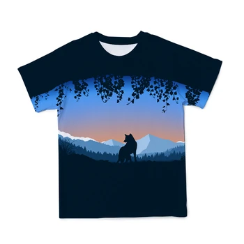 Sommeren Nye Stil Mænds 3D Wolf Figur T-shirt Tøj Magic Color Mode O-hals, Korte Ærmer Størrelse 110-6XL(kan Tilpasses)