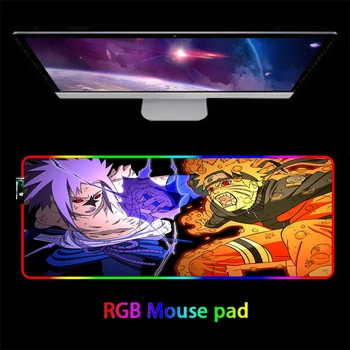 Store Naruto XXL RGB Gaming Musemåtte 80X30cm Tæppe Computer Kæmpe Baggrundslys musemåtte Otaku Tastatur, LED-Fjernsyn Mat For CS GO