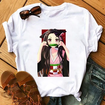 Streetwear Japansk Anime T-shirt med Cool Grafik Trykt Tops Tees Tshirt Sjove Tegneserie Casual Korte Ærmer t-shirt Kvindelige