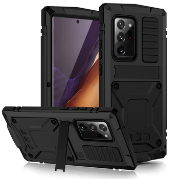 Stødsikkert Metal Armor Case Til Samsung Galaxy Note 20 Ultra S20 Plus Fuld Krop, Robust Beskyttende Cover Med Gorrila Glas Cover