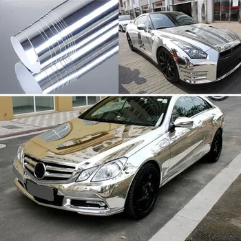 SUNICE 1.52X5M Spejl Effekt Strækbar Chrome Wrap Film Auto Bil Interiør Udvendig DIY Decal Film-Bil Styling Dekoration