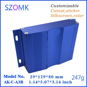 Szomk væg kabinet i aluminium junction box (10 stk) 29*129*80mm aluminium sag for PCB elektriske boks blå anodisering kontrol boks