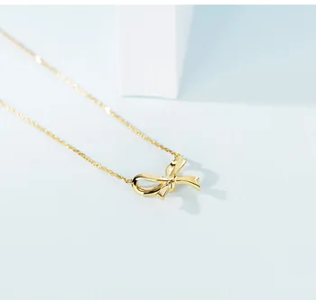 Søde Guld Sløjfeknude Vedhæng med Bling Zircon Sten Lange Kæde Halskæde til Kvinder, Mode Smykker Choker