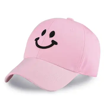 Søde Piger Snapback Hatte Pink Smil Ansigt Broderi Baseball Caps for Kvinde Damer Justerbar Bomuld Golf Sport Solcreme Visirer