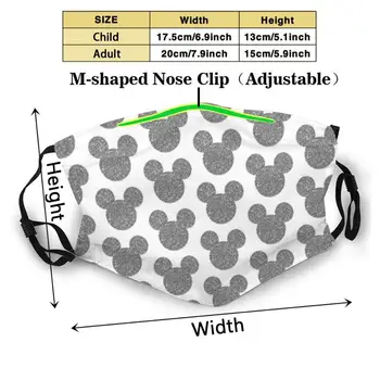 Sølv Mini Mouse Hoved Udskrive Genanvendelige Munden Ansigtsmaske Vaskbart Filter Anti Støv Ansigtsmaske Barn, Voksen Maske