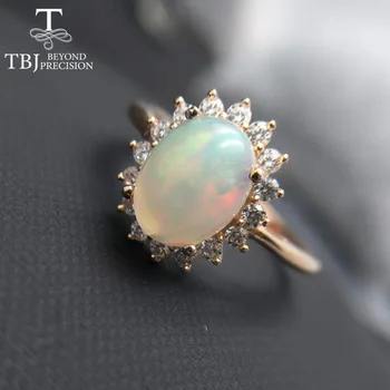 TBJ,elegante 1.5 ct opal dame ring,oval 7*9mm naturlige etiopiske ild opal klassiske diana ring i 925 sterling sølv ædelsten Ring