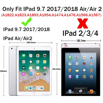 Tegnefilm Tilfældet for Apple iPad 9.7 2017 2018 5th 6th Generation A1822 A1823 A1893 Luft 1 2 Air2 Auto Sleep Smart Beskyttende Cover
