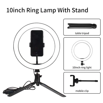 Telefonen LED Lys Ring Stativ Professionel Fotografering Lampe Youtube Dæmpbar Foto Studio Selfie LED-Ringen Let Telefon Holder