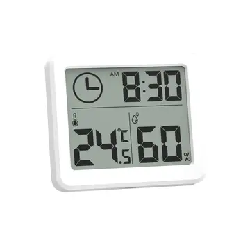 Termometer Hygrometer Vægur Kontor Elektronisk Temperatur Og Luftfugtighed Overvåge Digitalt Ur