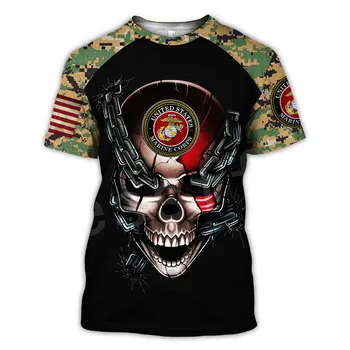 Tessffel Amerika Marine Camo Kraniet Soldat Hær NewFashion Casual 3DPrint Unisex Sommeren Sjove T-Shirt Korte Ærmer Mænd/Kvinder A2