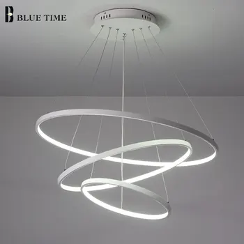 Tilpasset Moderne Pendel Lys Til Stue Spisestue Cirkel Ringe ForLobby Hotel LED Loft Lampe Hængende Lamper Armatur