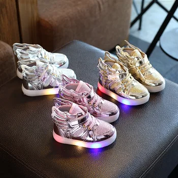 Toddler Glødende Sneakers Led Lys Sko med Vinge Baby Piger Kører Sport Sko Mode Kids Drenge Lysende Sko