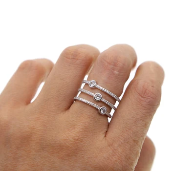 Top kvalitet stak ring for kvinder størrelse 6 7 midi-finger stabelbare kunckle ring dobbelt lag 3lines cz elegant ring